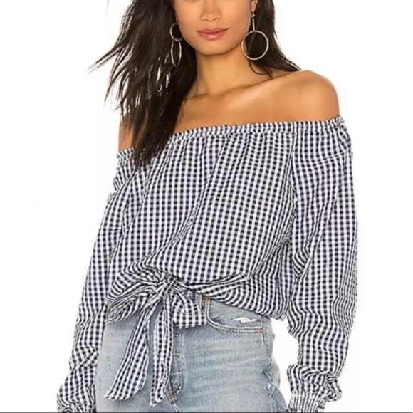 Off Shoulder Plaid Gingham Top by Sanctuary - Picture 2 of 8